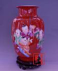 景德镇陶瓷 詹春生红釉婴戏 瓷器 花瓶 工艺品 有证书